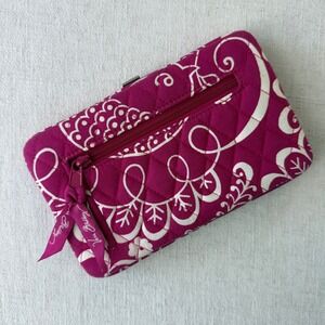 Vera Bradley Quilted Magenta White Floral Double Frame Wallet Clutch 8x5